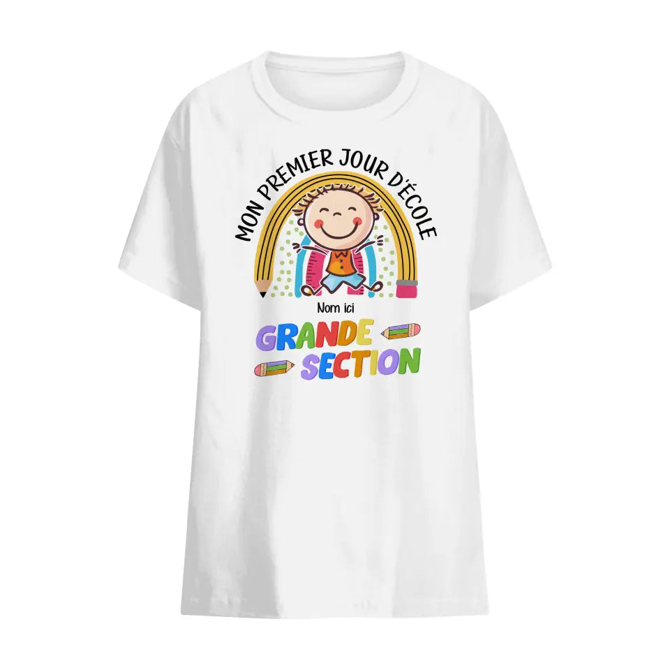 T-shirt personnalisé pour Enfant | Rentrée scolaire 2023 | Mon premier jour d'école