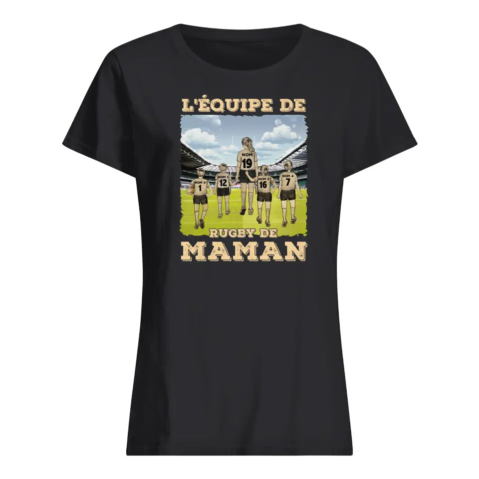 T-shirt personnalisé pour Maman | Cadeau personnalisé pour Maman | L'équipe de rugby de Maman
